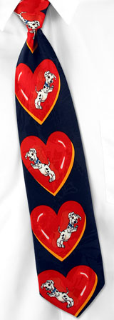 101 Dalmatians Heart Puppies by Disney black polyester ties