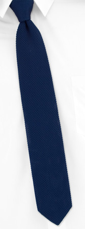 Navy Poly Knit Knit Tie by Umo Lorenzo -  Navy blue Polyester
