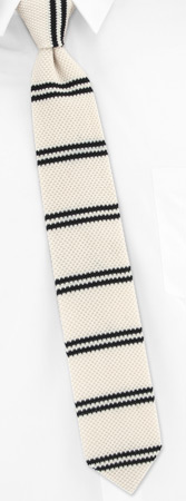 Ties - Vintage Stripe By Umo Lorenzo Off White Polyester Knit Ties