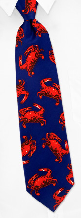 Crab Repeat Tie by Fun Ties - Blue Polyester Crab Repeat Tie by Fun Ties - Blue Polyester