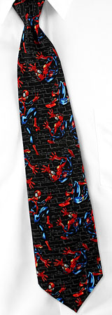 Spiderman Comics - Spiderman On Wall By Marvel Comics Black Polyester Ties