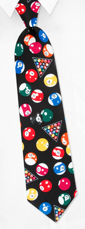 Eight Ball Pool - Pool By Parquet Novelties Black Polyester Ties