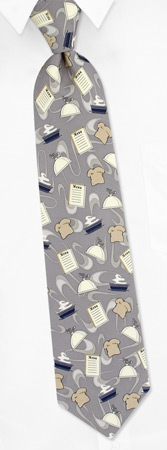 Chef Hat - Chef Tonal By RM Style Silver Polyester Ties