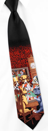 Dogs Playing Poker by RM Style black polyester ties