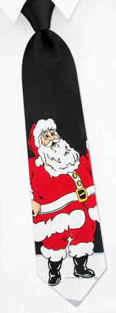 Merry Christmas Santas by Wild Ties black polyester ties