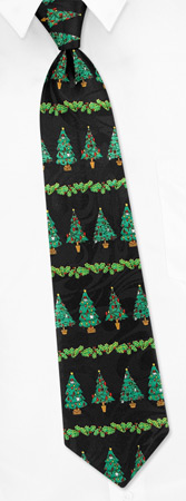 Christmas Trees by Fratello black polyester ties