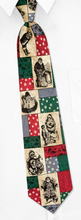 Vintage Santa Claus Scenes Tie by Eagle Neckwear -  Cream Silk