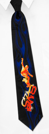 Skateboards For Sale - Skater With Flames By Cherokee Black Polyester Ties