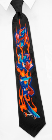 Buy Skateboards - Skater With Flames By Cherokee Black Polyester Ties