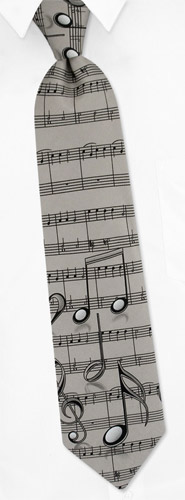 Music Notes Tie by The American Necktie Co -  Gray Microfiber