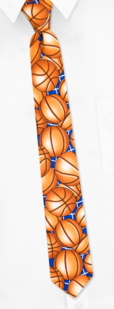 Basketballs Boys Tie by The American Necktie Co -  Brown Microfiber