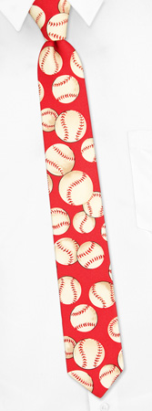 Baseballs Boys Tie by The American Necktie Co -  Red Microfiber