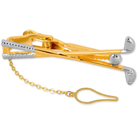 Golf Clubs clasp by Umo Lorenzo gold metal tie clips