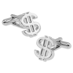 Silver Cufflinks - Dollar Signs By Umo Lorenzo Silver Metal Cufflinks