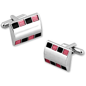 Linear Checkers Cufflink by Enrico Pardini -  Silver Metal