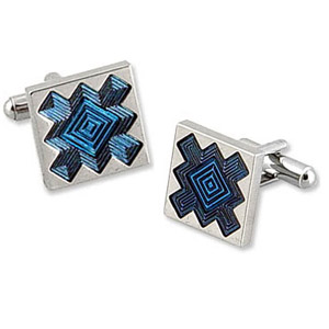 Blue Agincourt Cufflink by Enrico Pardini -  Silver Metal