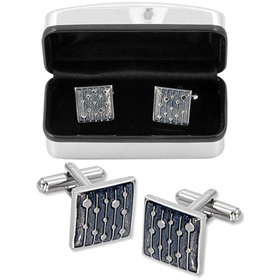 Silver Cufflinks - Retro Navy By Enrico Pardini Silver Metal Cufflinks