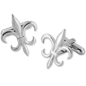 Silver - Fleur De Lis By Competition Silver Metal Cufflinks