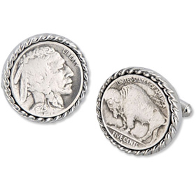 Silver Cufflinks - Buffalo Nickel By Competition Silver Metal Cufflinks