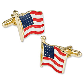 American Flag Cufflink by Enrico Pardini -  Gold Metal