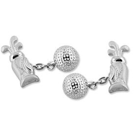 Double Ended Golf Bag n Ball by Umo Lorenzo silver metal cufflinks