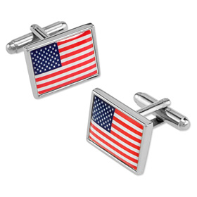 American Flag Cufflink by Enrico Pardini -  Silver Metal