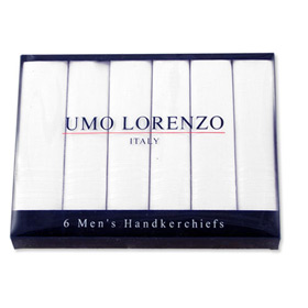 6 Pack Hankies Handkerchief by Umo Lorenzo -  White Cotton