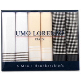 Fancy 6 pack Hankies Handkerchief by Umo Lorenzo -  Khaki Cotton