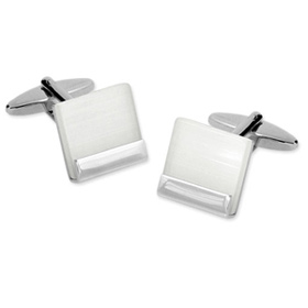 Faux Designer Jewelry - Faux MOP Square By Umo Lorenzo Silver Metal Cufflinks
