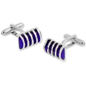 Silver Cufflinks - Fiber Optic Stripes By Umo Lorenzo Silver Metal Cufflinks