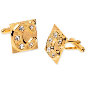 Cheap Cufflinks - Initial C By Umo Lorenzo Gold Metal Cufflinks