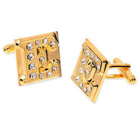 Gold Cufflinks - Initial E By Umo Lorenzo Gold Metal Cufflinks