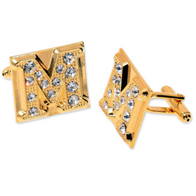 Gold Cufflinks - Initial M By Umo Lorenzo Gold Metal Cufflinks