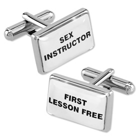Cufflinks - Sex Instructor By Necktie Accessories Silver Silver Plated Cufflinks