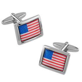 American Flag by Umo Lorenzo silver metal cufflinks
