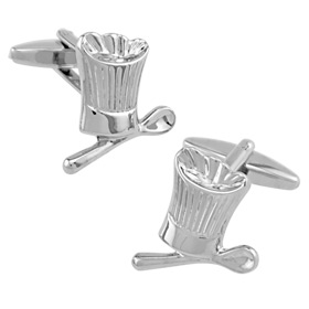Chef Hats Cufflink by Umo Lorenzo -  Silver Metal