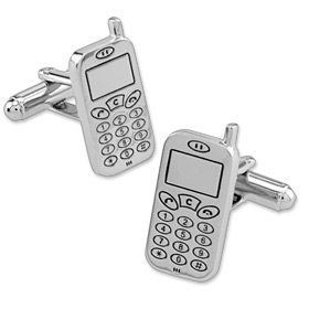 Cellphone Cufflink by Necktie Accessories - Silver Silver plated Cellphone Cufflink by Necktie Accessories - Silver Silver plated