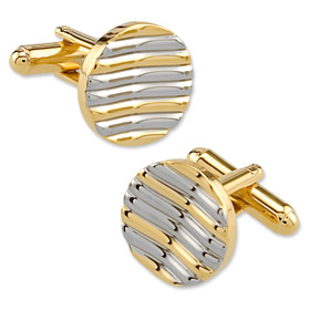 Cheap Cufflinks - Round Ribbed By Principessa Gold Gold Plated Cufflinks
