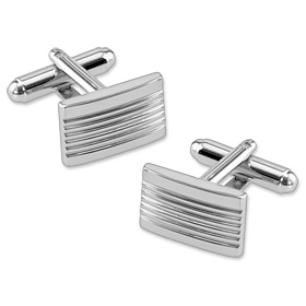 Pink Diamond Jewelry - Rectangular Grill By Principessa Silver Metal Cufflinks