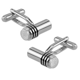 Brushed Piston Cufflink by Principessa -  Silver Silver plated