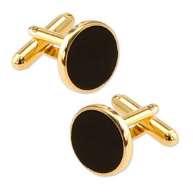Onyx Cufflinks - Onyx Round By Principessa Gold Gold Plated Cufflinks