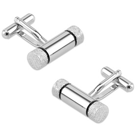 Brushed Pillar Cufflink by Principessa - Silver Silver plated Brushed Pillar Cufflink by Principessa - Silver Silver plated