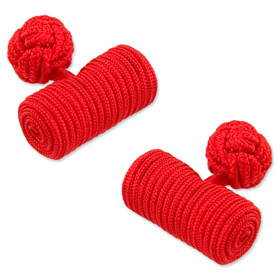 Red Silk Log Cufflink Set Cufflink by Principessa - Red Silk Red Silk Log Cufflink Set Cufflink by Principessa - Red Silk