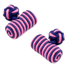 Cheap Cufflinks - Blue & Pink Silk Log Cufflink Set By Principessa Pink Silk Cufflinks