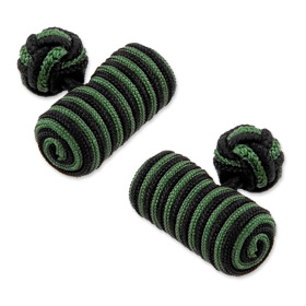Black & Green Silk Log Cufflink Set Cufflink by Principessa -  Green Silk