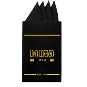 Solid Black insert Hanky Card by Umo Lorenzo -  Black Silk
