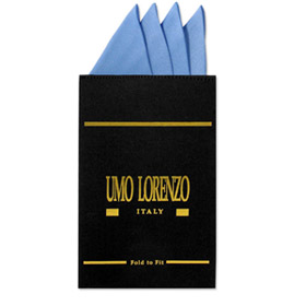 Solid Blue insert Hanky Card by Umo Lorenzo -  Blue Silk