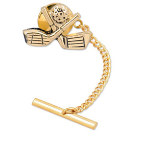 Golf Clubs and Ball by Competition gold metal tie tacks