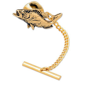 Fish by Competition gold metal tie tacks