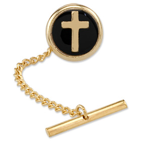 Round Cross by Competition gold gold plated tie tacks